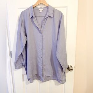 Eileen Fisher Lavender Linen Blouse - size 1X
